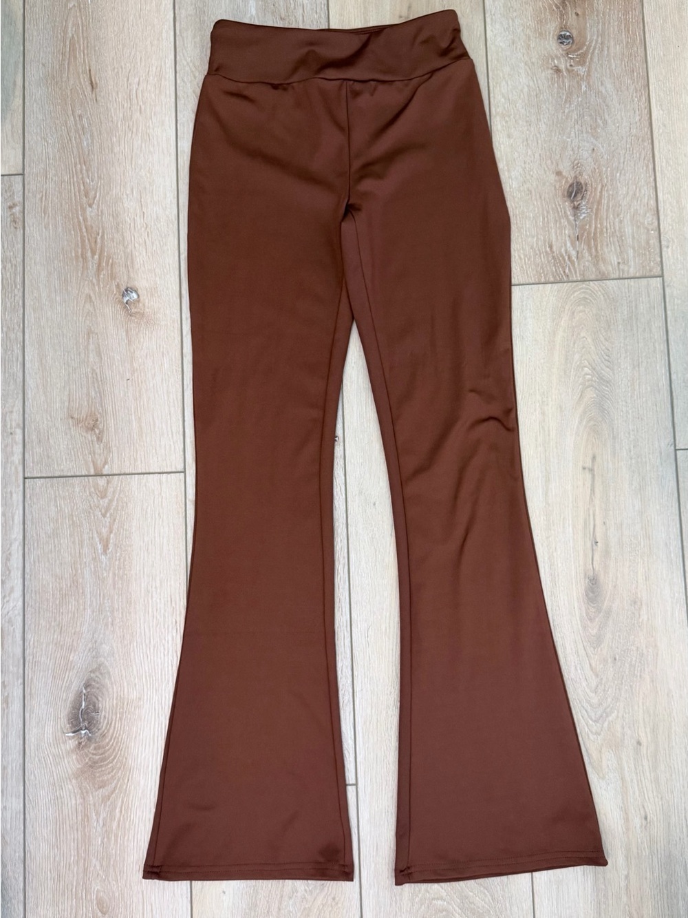 Brown High Rise Flare Pants Stretch Pull On Y2K Small